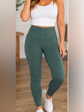 Fabletics Deep Green High-Rise Performance Pureluxe Leggings - Size Large